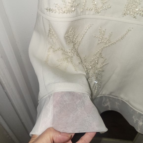 Miri Couture White Bridal Sheath Mini Dress Size Small Wedding Bridal Shower - Picture 4 of 10